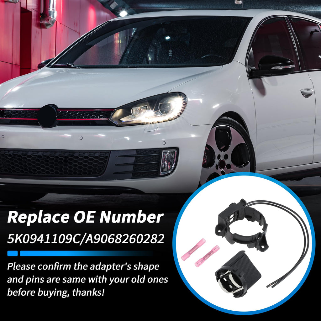 Motoforti H7 Headlight Bulb Socket Adapter Wiring Kit for VW Golf GTI