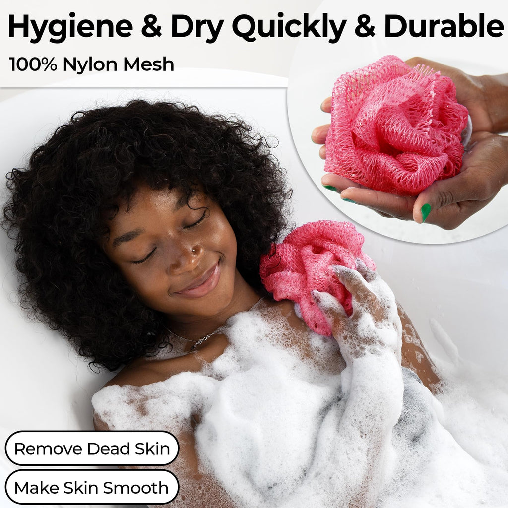 African Net Sponge Authentic - Back Scrub Exfoliating Net Sponge with Knots - 2 Pieces African Bath Sponges for Body