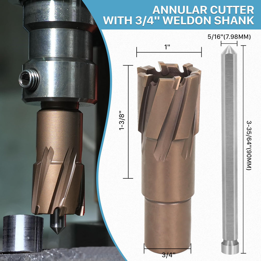 KEENTECH Carbide-Tipped Annular Cutter, 1" Diameter x 1-3/8" Depth