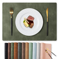 Vinyl Faux Leather Placemats, Set of 6, Olive Green