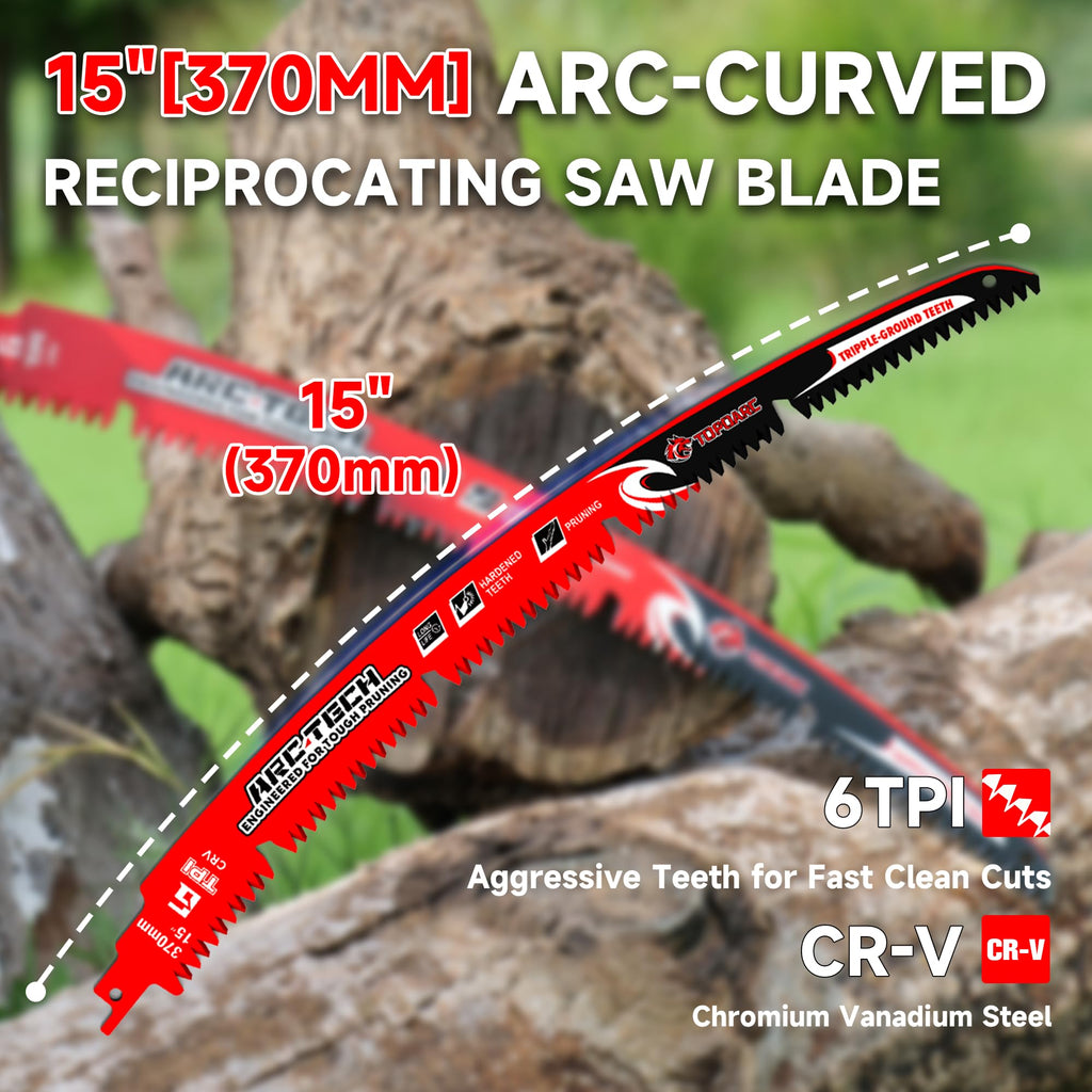 Arc Edge Reciprocating Saw Blades, 15-Inch 6TPI for Tree Trimming, 3-Pack