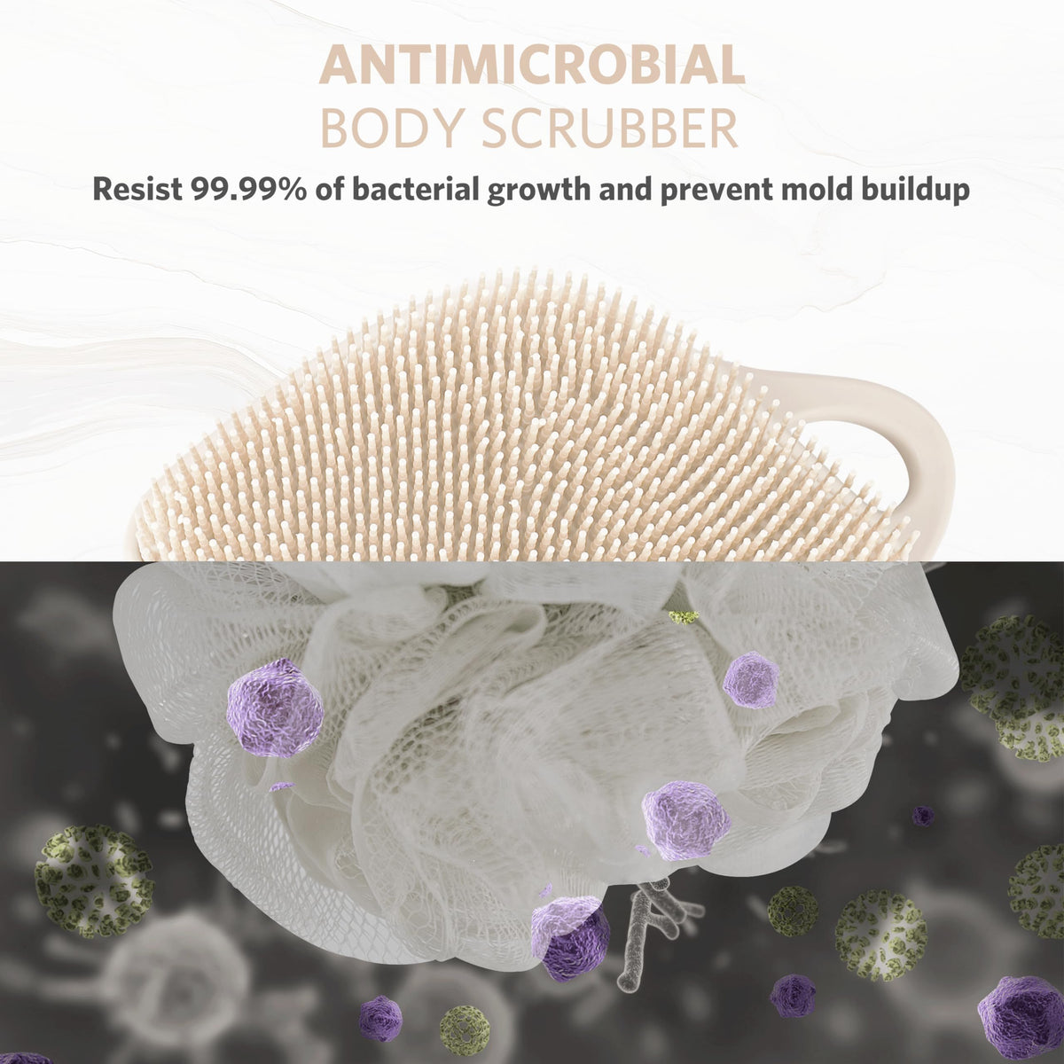 Silicone Body Scrubber, Gentle Exfoliating Body Scrubber for Sensitive Skin, Leaf Shaped Shower Scrubber for Body