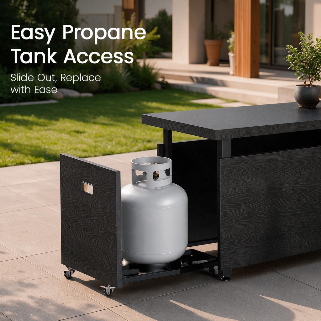 51" 4-in-1 Propane Fire Pit Table, 60000 BTU with Glass Wind Guard