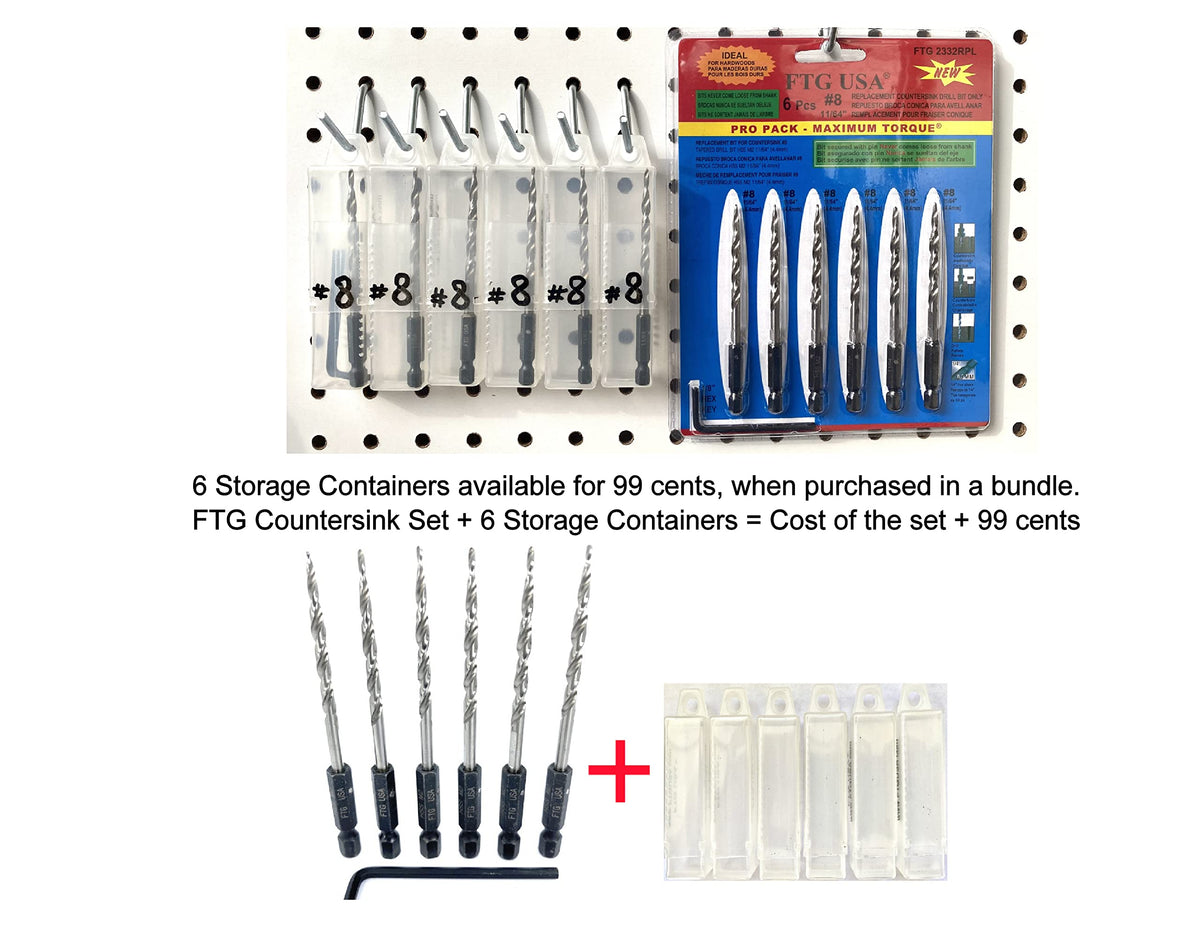 FTG USA 6 Pc #8(11/64") Replacement Tapered Countersink Drill Bit Hex Shank