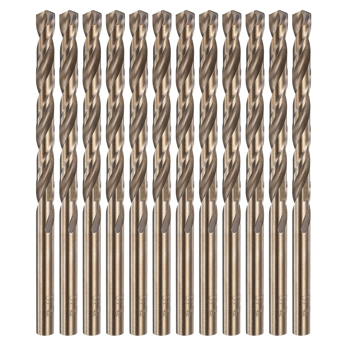 HARFINGTON 12pcs Cobalt Drill Bit, #4 0.209" HSS-CO Aircraft Twist Drill Bit with Straight Round Shank for Drilling Stainless Steel Cast Iron Tough Material