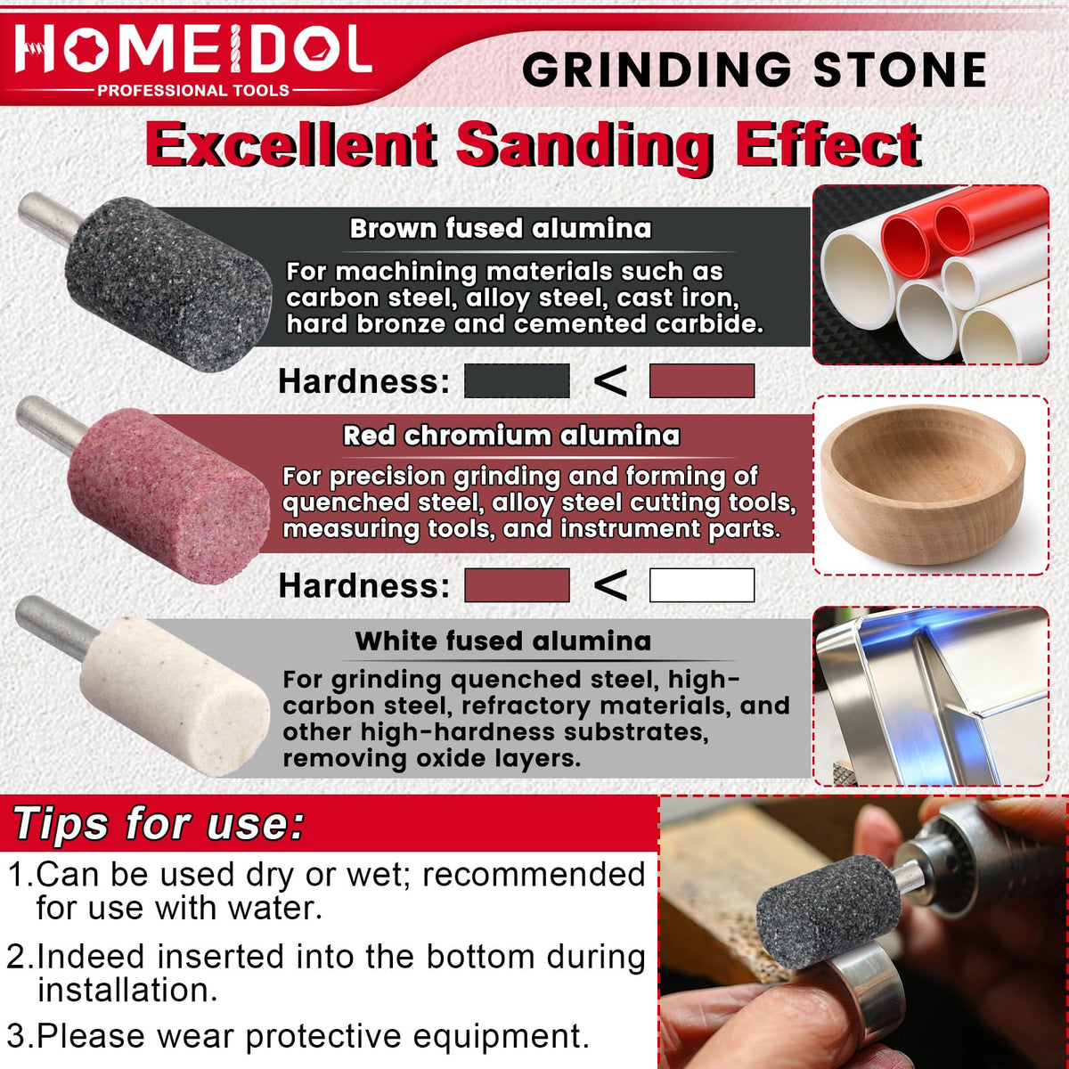 14Pcs Drill Grinding Stone 1/4" Shank Abrasive Bit Grinding Wheel for Drill