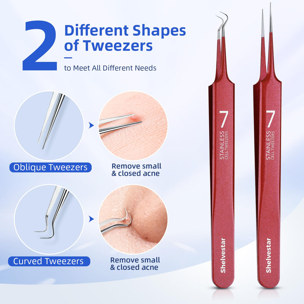 7PCS Blackhead Remover Tools, Pimple Extractor, Rose Red