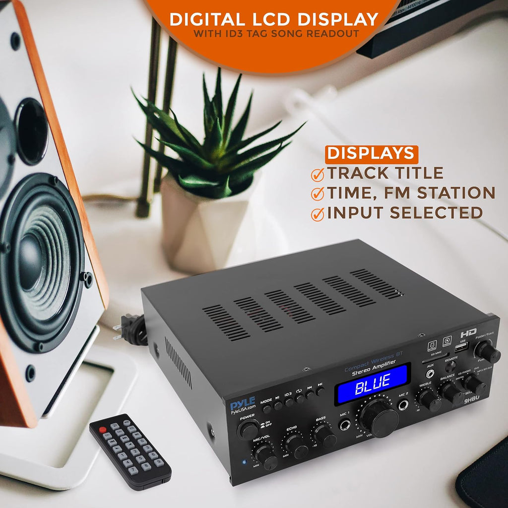 Usa Wireless Bluetooth Home Stereo Amplifier - Multi-Channel 200 Watt Power Amplifier Home Audio Receiver System w/