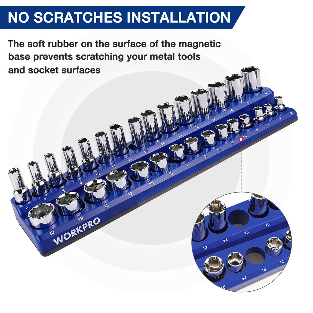 Magnetic Socket Organizer Set, 6-Piece Metric SAE Socket Holder Set