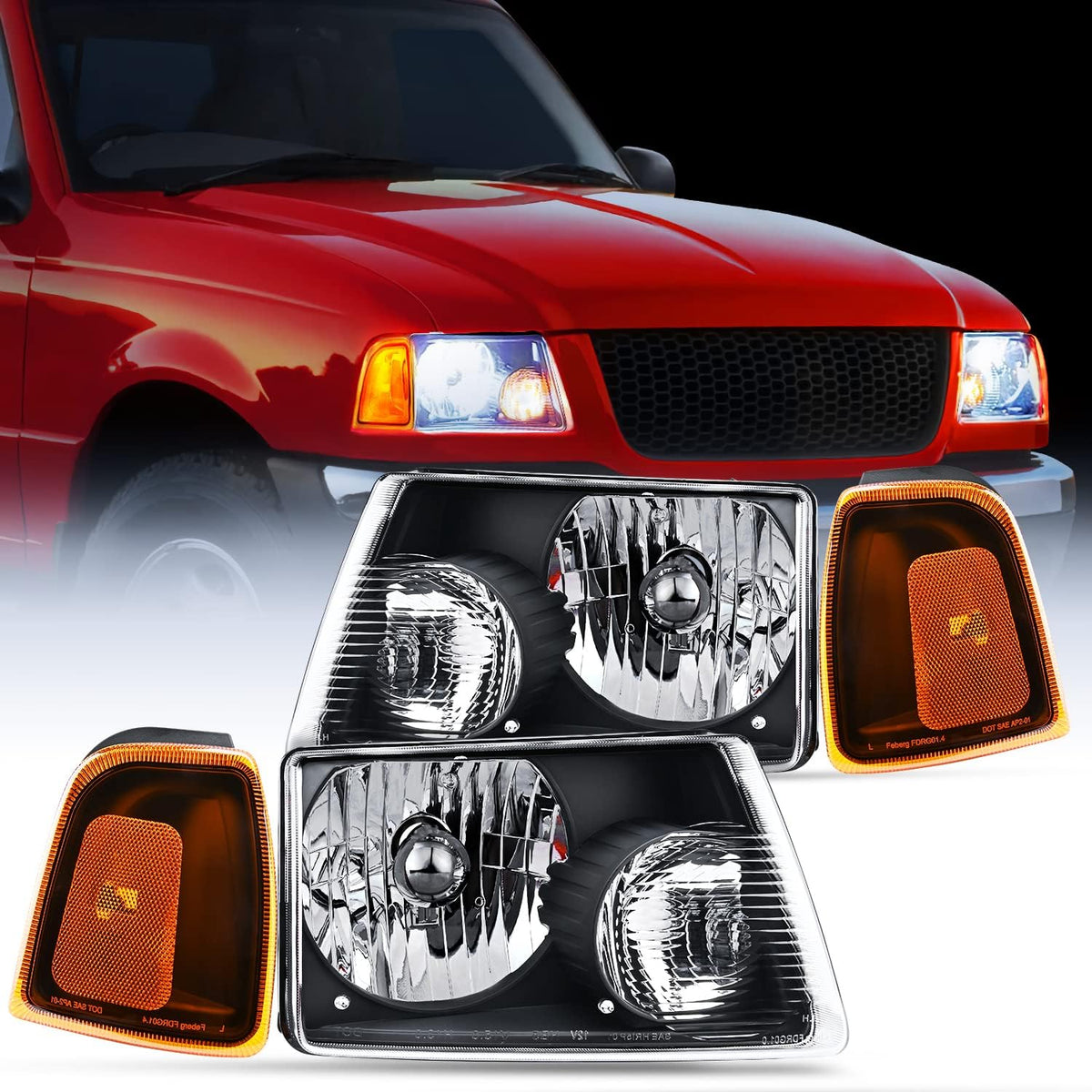 Nilight Headlight Assembly for 2001-2011 Ford Ranger