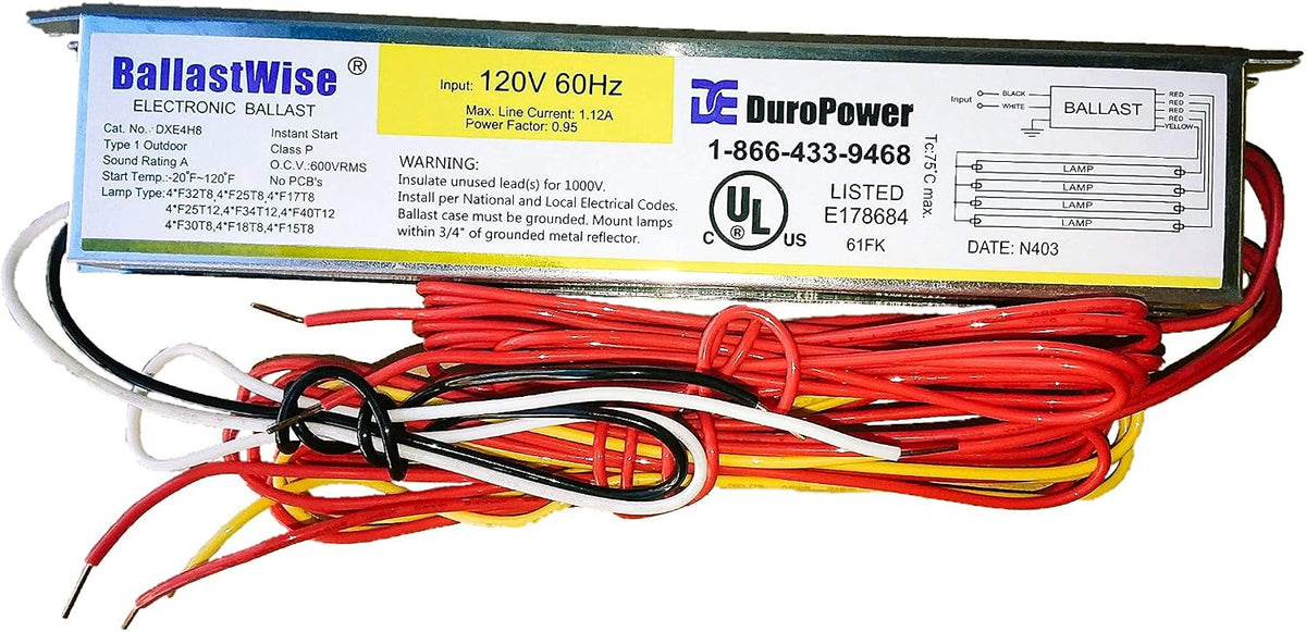 Electronic Ballast DXE4H8S for 4 F32T8 F25T8 F17T8 T8 F24T12 T12 Tubes 120V
