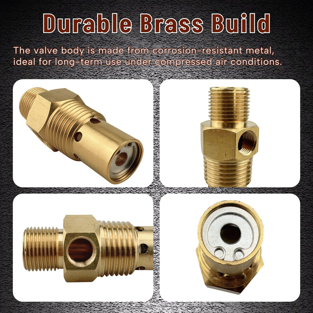 Qiqimingxin Air Compressor Check Valve Fit for Campbell Hausfeld 1/2" Male NPT Tank x 3/8" Compression Tube x 1/8" NPT Unloader Port Brass One-Way Flow Control Valver Replace One-way