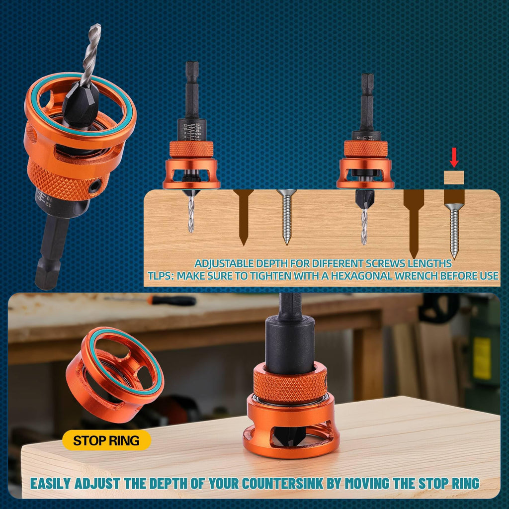 Countersink Drill Bit Set with Bit Holder 6PCS