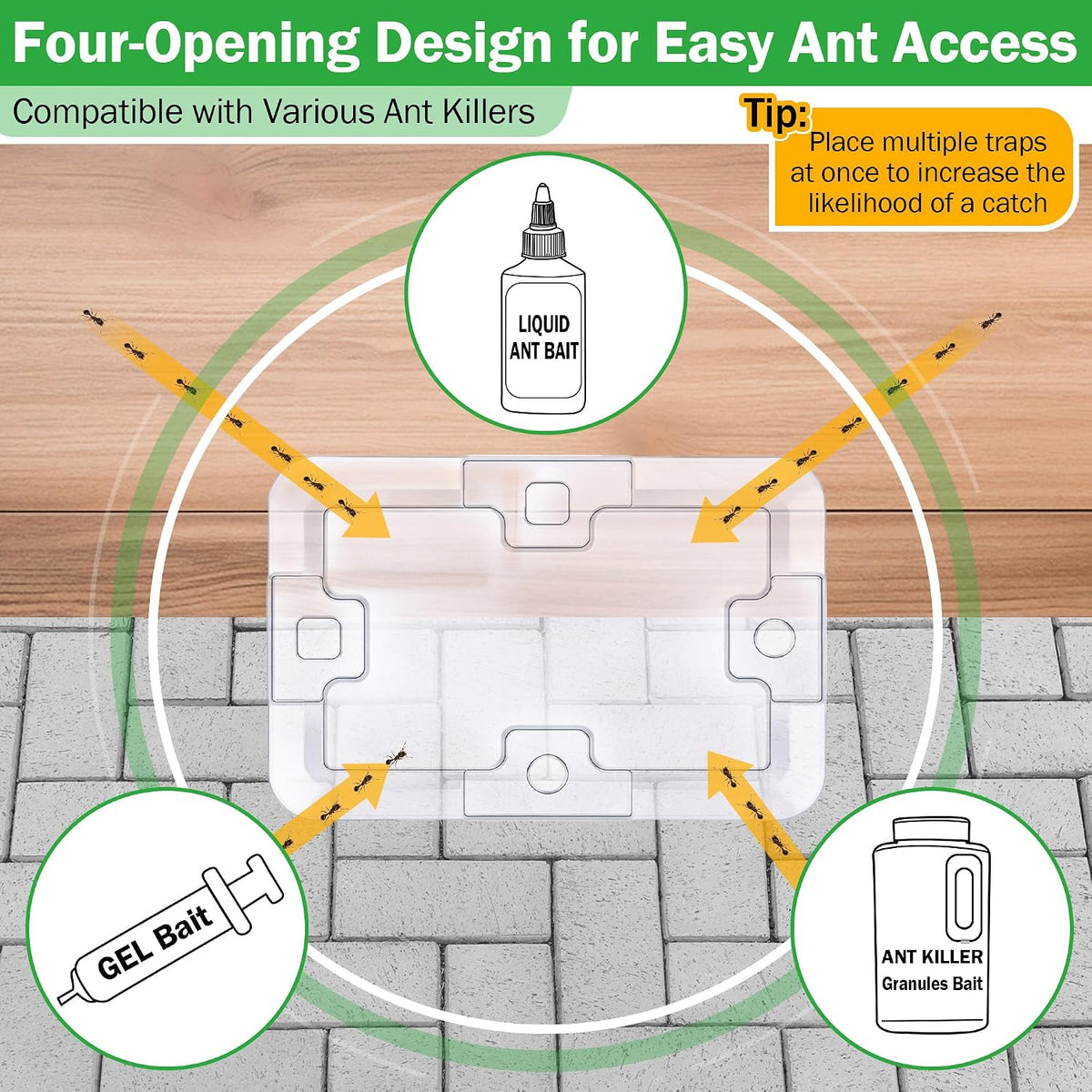 Ant Bait Stations Reusable (Bait NOT Included), Multi Surface Ant Killer Trap for Home Control for Indoor and Outdoor