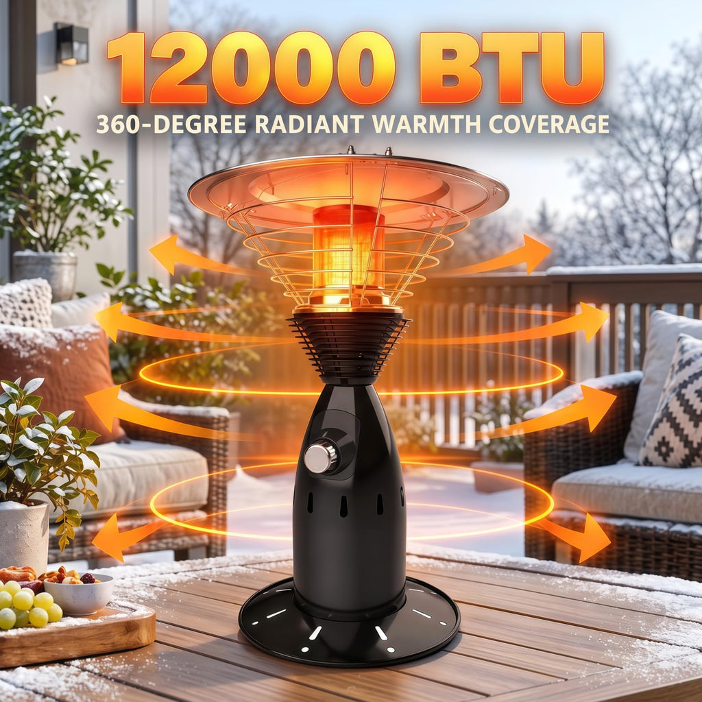 Tabletop Propane Patio Heater, 11000 BTU Propane Patio Heater