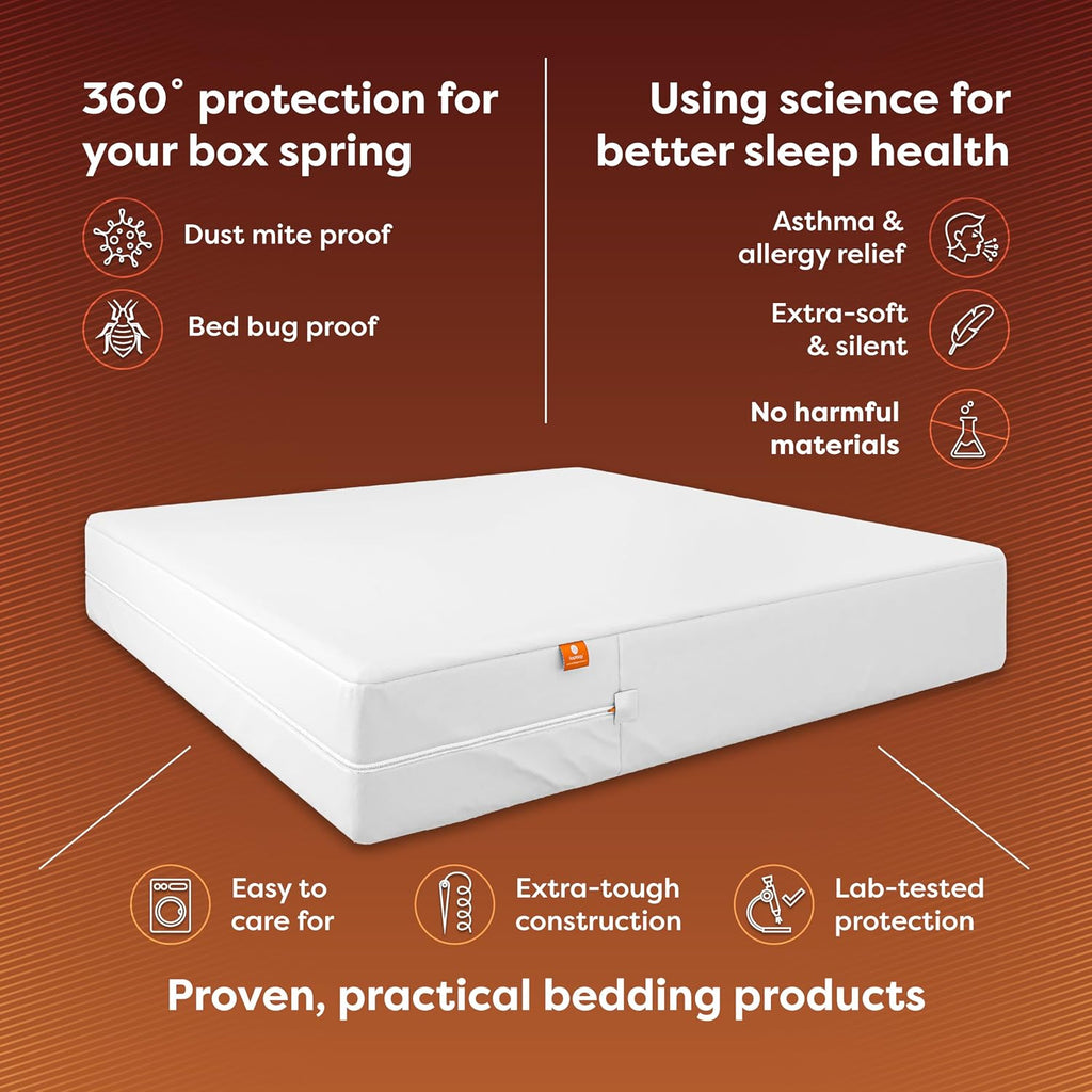 Box Spring Encasement - Zippered Bed Bug Dust Mite Proof Hypoallergenic - Sleep Defense System - Full XL –54" W x 80" L
