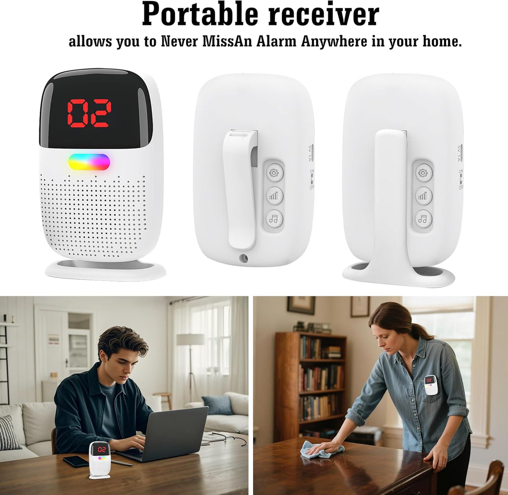 Upgraded Version Bed Sensor Alarm and Fall Prevention for Elderly/Dementia and More,Caregiver Pager Motion Sensor