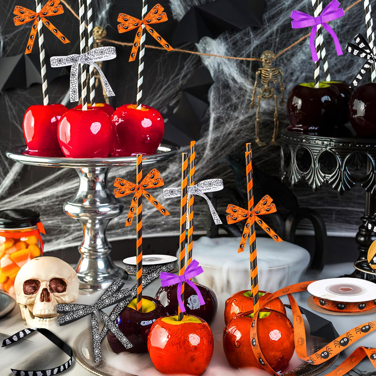 Halloween Ribbon, 6 Rolls 60 Yards Spooky Grosgrain Ribbons
