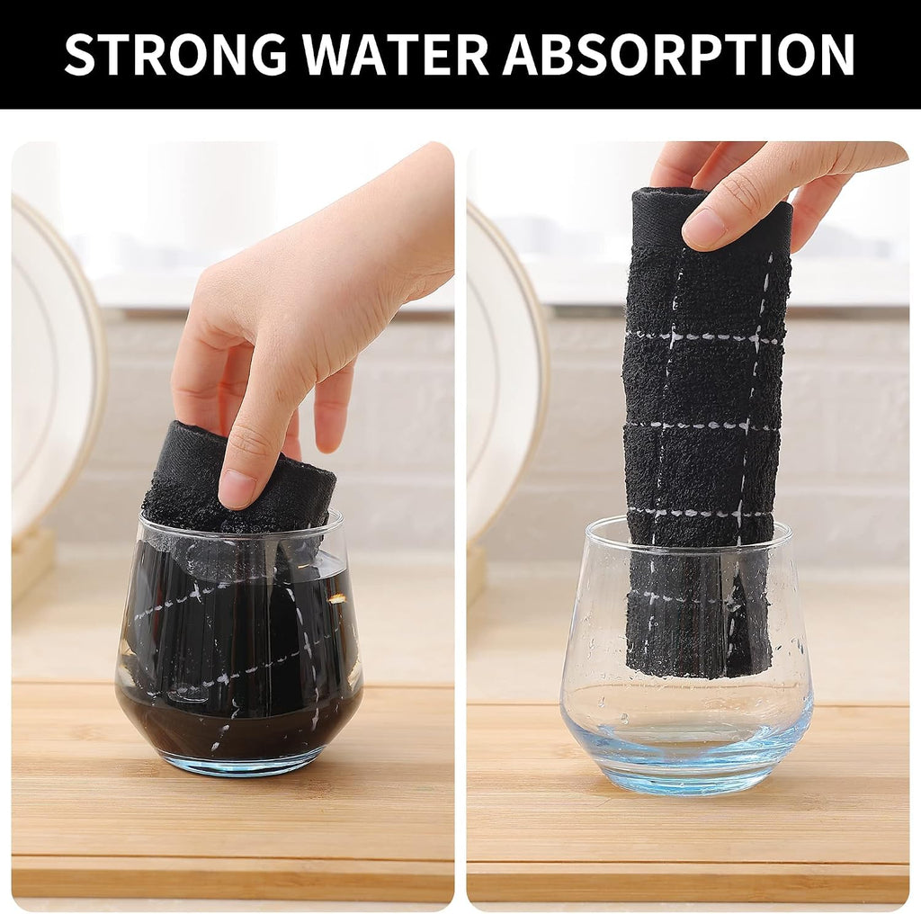 100% Cotton Terry Kitchen Towels, 2 Pack, Black | Ultra Soft and Absorbent Dish Towels for Kitchen, Suitable for