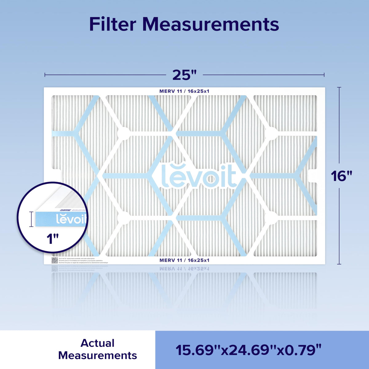 16x25x1 Air Filter MERV 11, 2 Pack