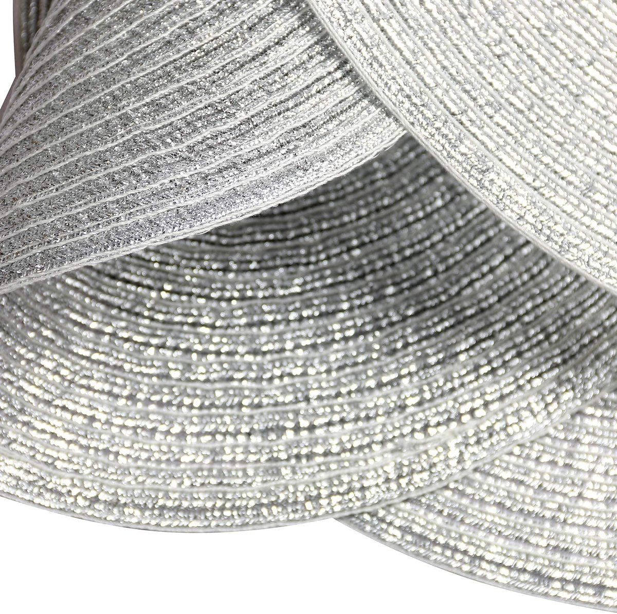 Glitter Silver Round Braided Placemats Set of 4 Sparkle Bling Place Mats Washable Glitz Table Mats for Holiday Party