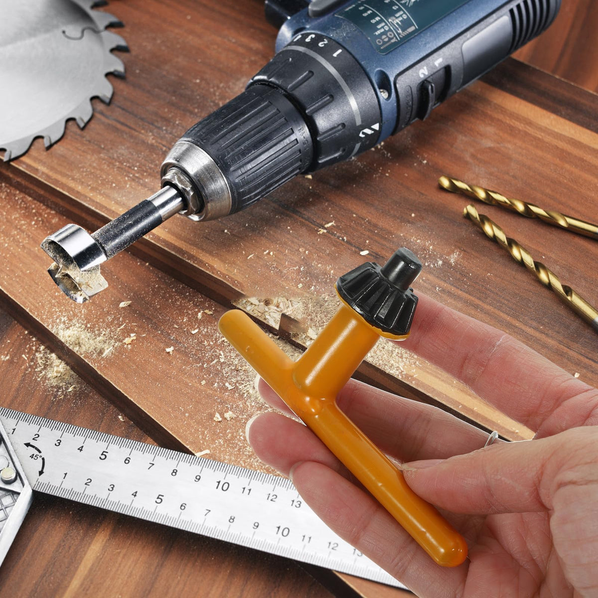 4pcs Drill Chuck Key with Rubber-coated Handle for Keyed Drills