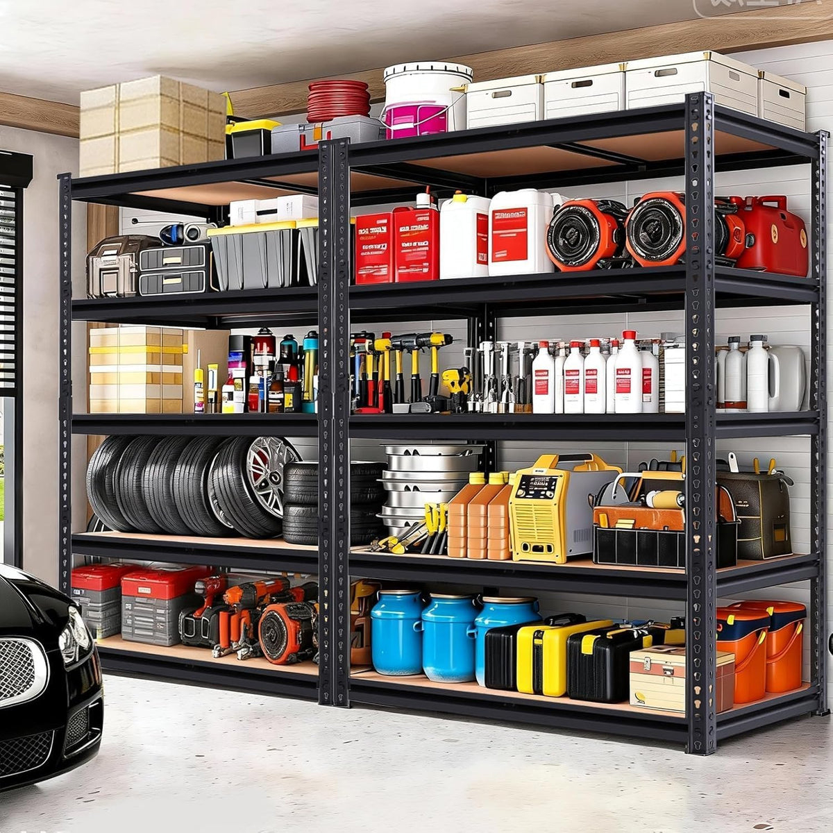 Heavy Duty Garage Shelving,5-Tier Garage Storage Shelves,2400LBS Storage Shelves Heavy Duty,Adjustable 5 Tier