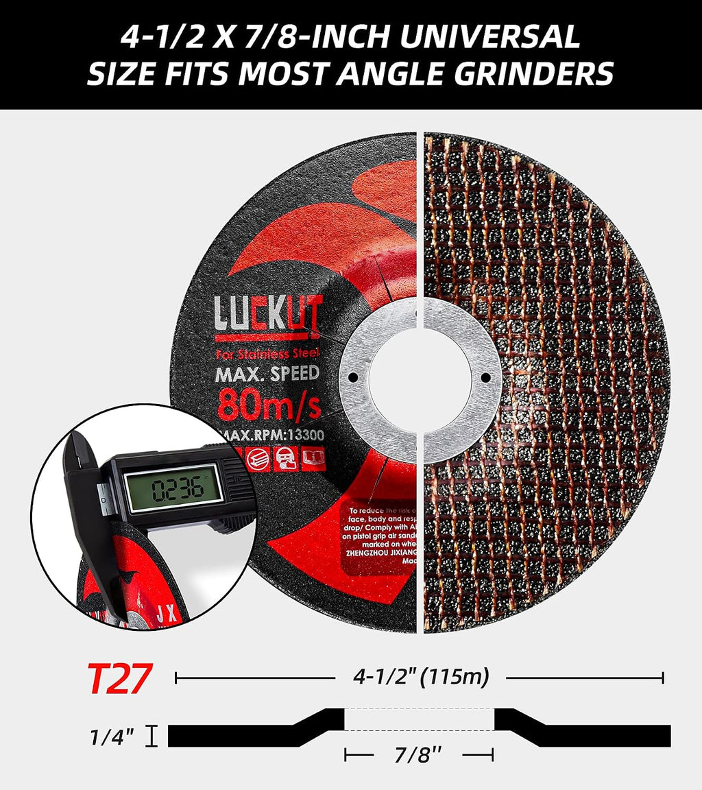 Grinding Wheels Grinding Discs 4-1/2'' x 1/4'' x 7/8'' Grinder Wheel Center Metal Aggressive Grinding for Angle Grinders-5 Pack