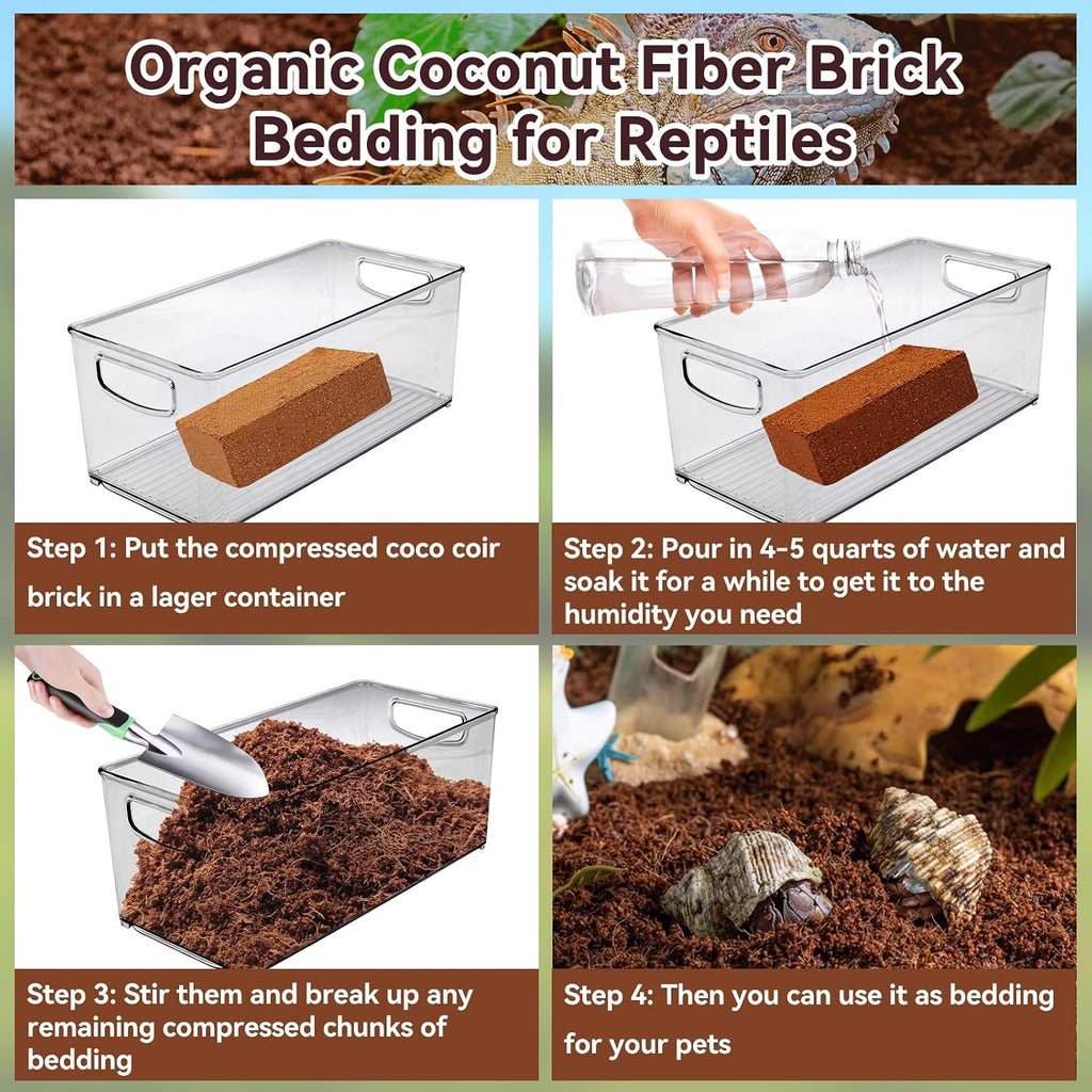 2 Pack Coconut Fiber Substrate, Natural Coco Coir Reptile Bedding