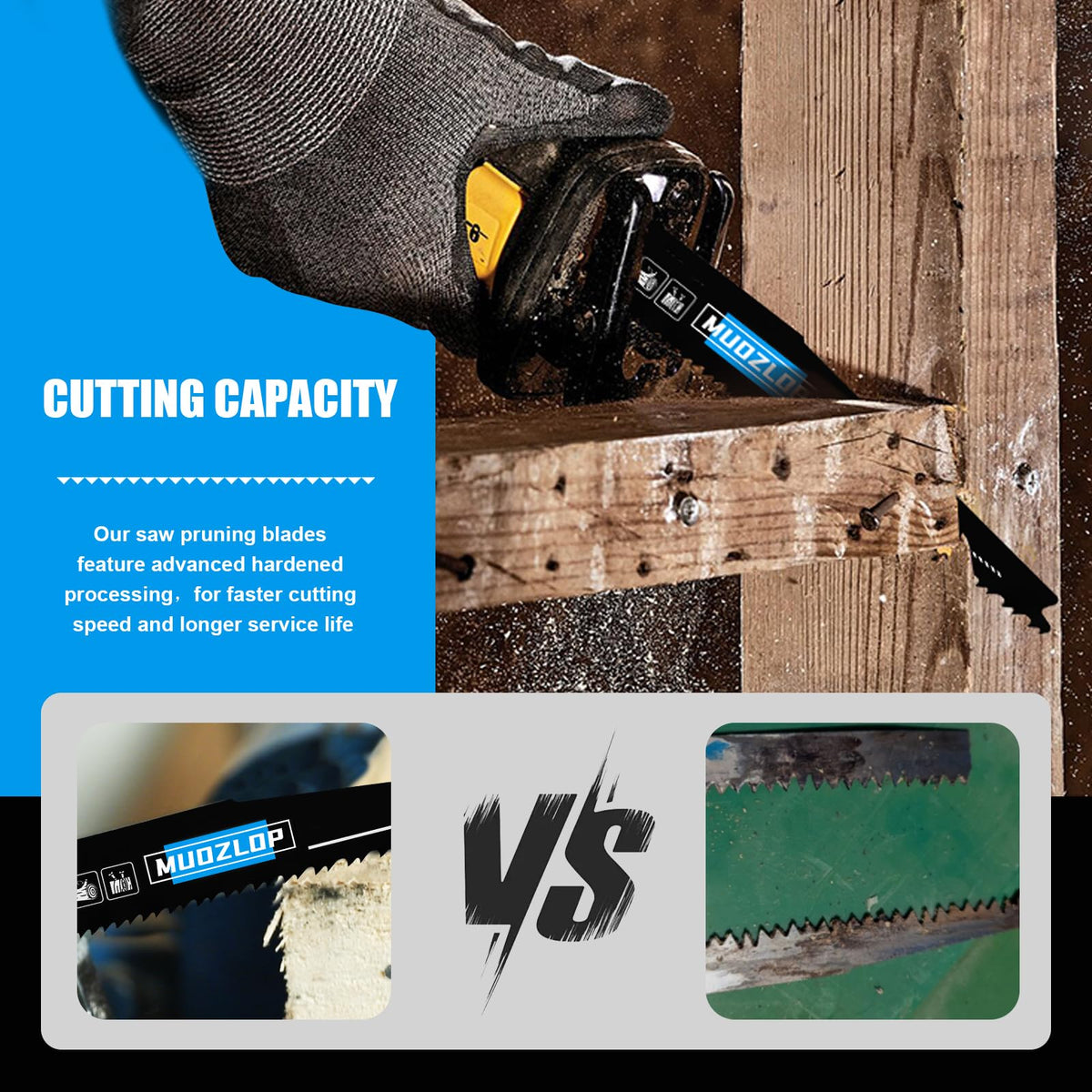 MUOZLOP 25Pack 6inch 6/12TPI Woodcutting Reciprocating Saw Blades Set