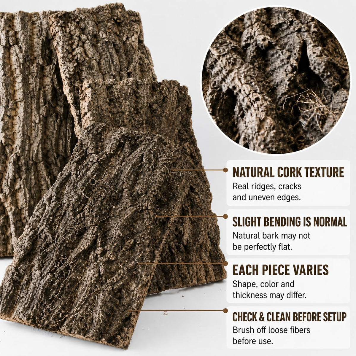 4PCS Cork Terrarium Background 15.7x11.8in for Reptile