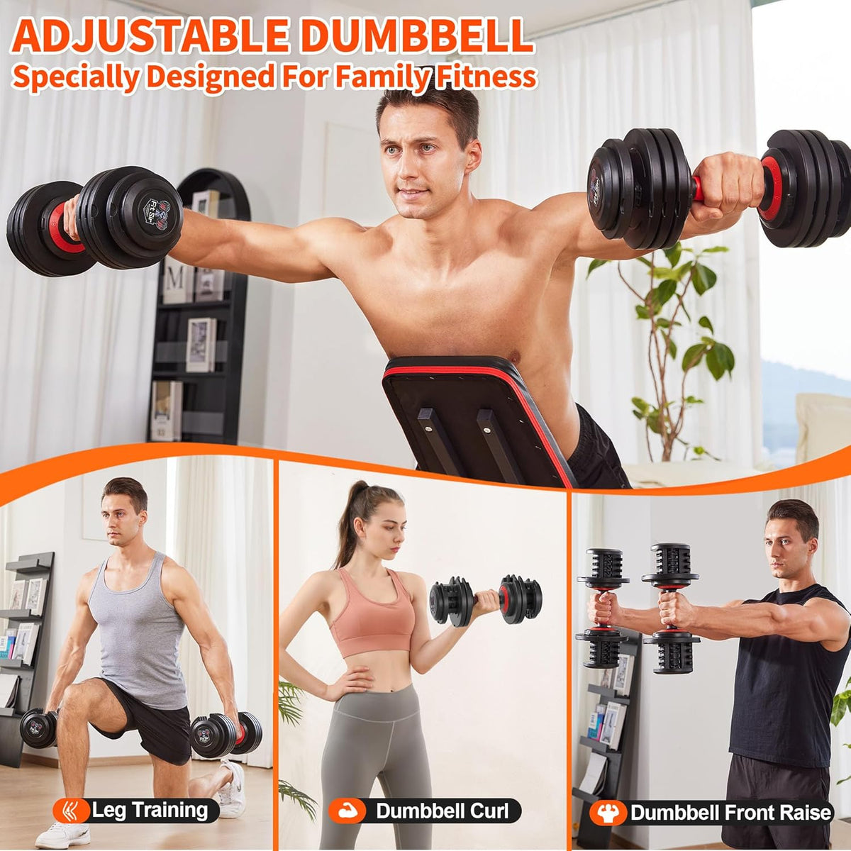 Adjustable Dumbbell Set, 10-in-1 25LB/55LB/90LB Ajustable Dumbbells with Safe Locking System, Enclosed Storage Tray