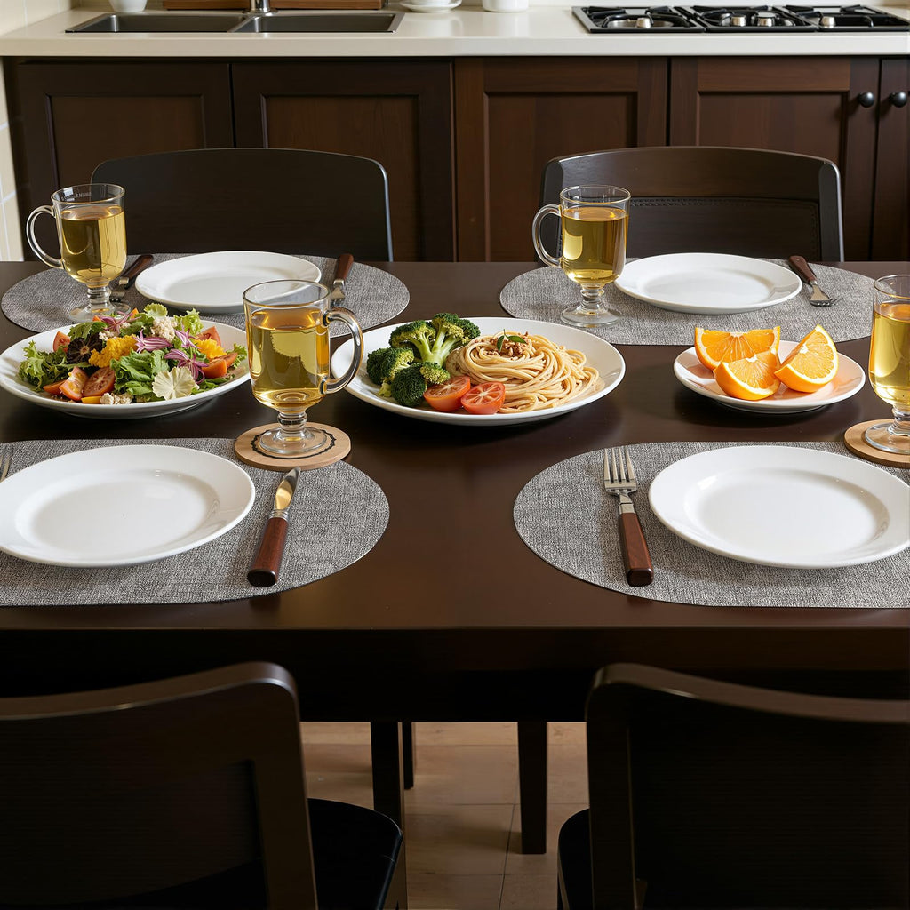 Heat Resistant Oval Placemats Set of 4, Light Grey