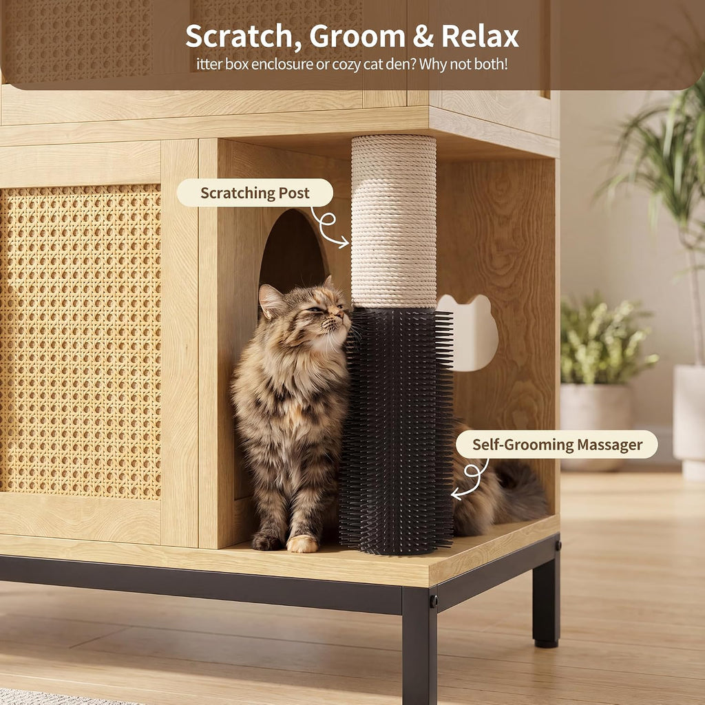 Cat Litter Box Enclosure with Cat Tree & Storage Shelf, HCLB003N