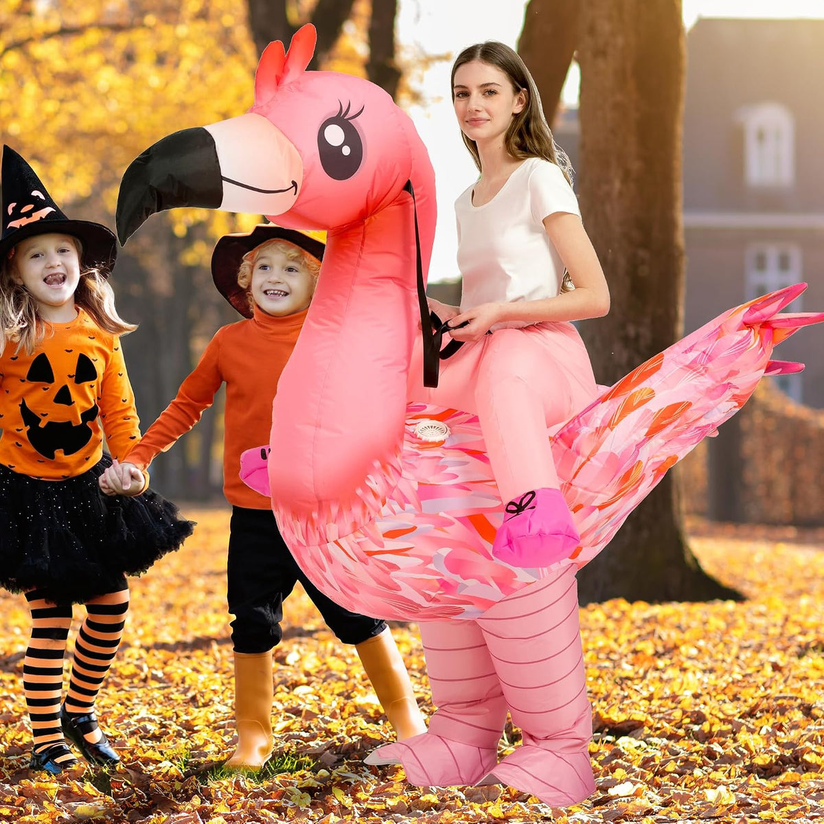 Halloween Inflatable Costume Adult,Blow Up Ride On Flamingo Suit Men Women