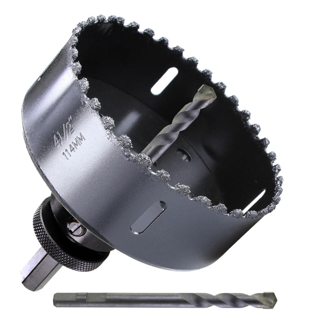 PLG2SUPT 4-1/2 inch Carbide Grit Hole Saw Cutter for Hardy Plank Air Brick Stucco Drywall Fiber Cement siding Backer Board Plasterboard