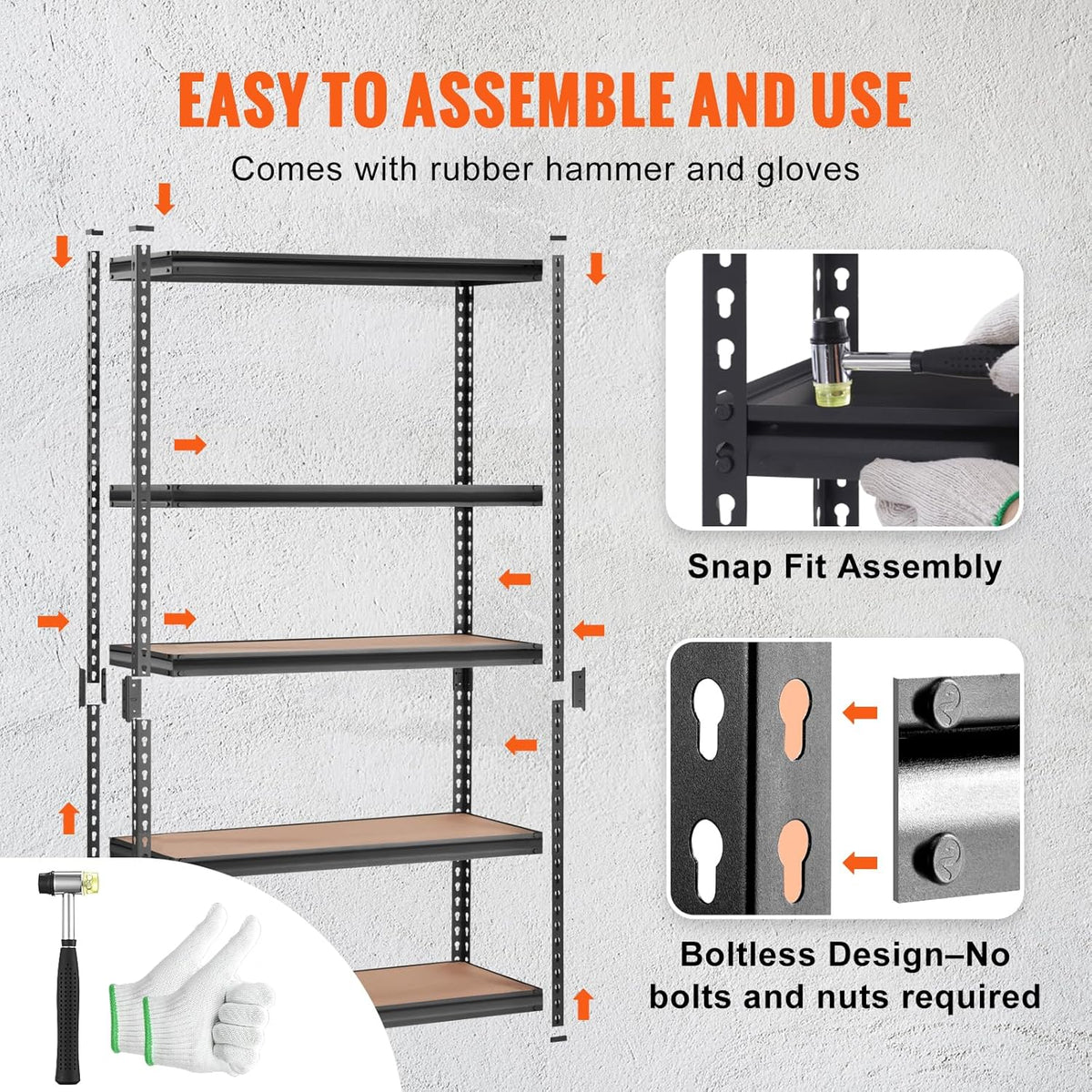 Storage Shelving Unit, 5-Tier Adjustable, 2000 lbs Capacity, Heavy Duty Garage Shelves Metal Organizer Utility Rack