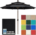 USA 10-Year-Non-Fading 9ft 3-Tier Market Patio Umbrella, Commercial Grade Outdoor Table Umbrella with Crank Open
