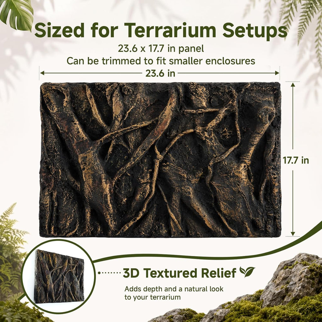 3D Reptile Tank Background 23.6x17.7 Bamboo Root Lizard Terrarium