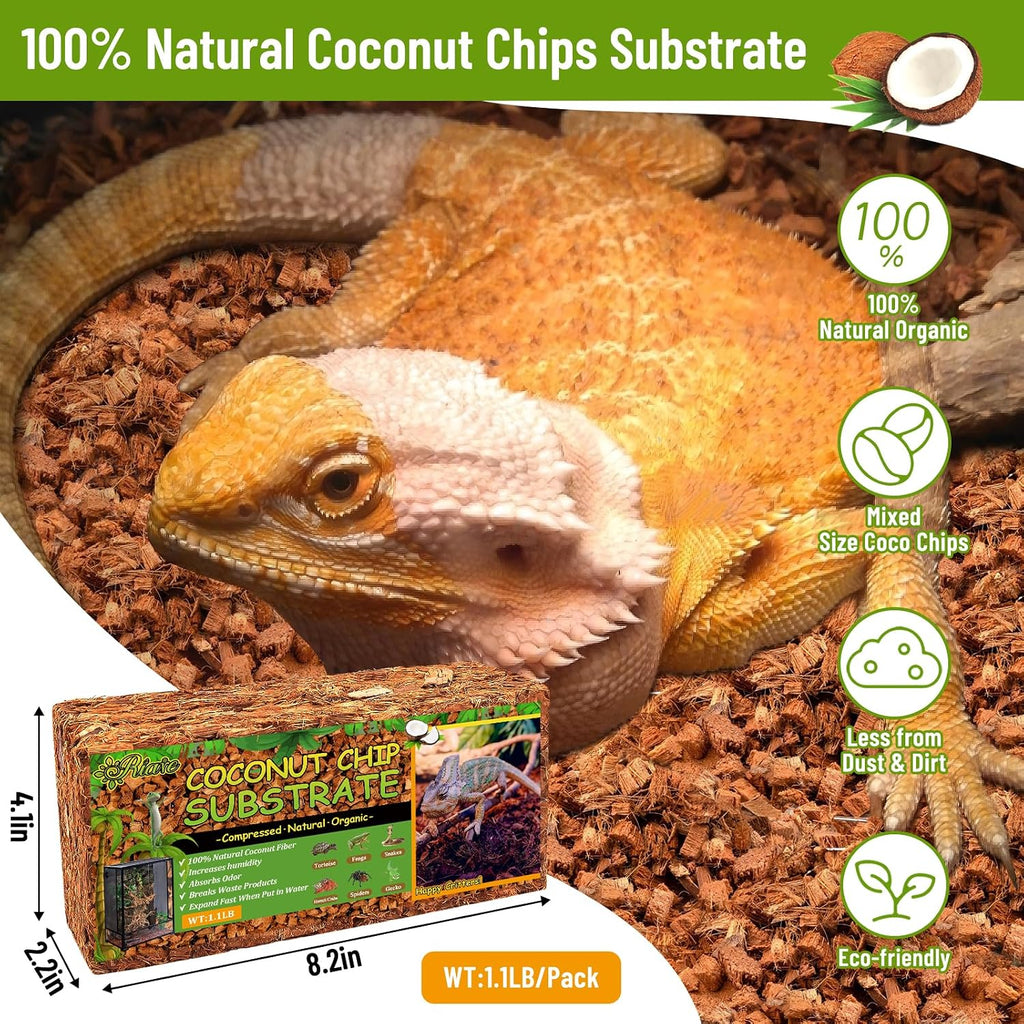 2Pack Coconut Husk Chip for Reptiles, 2.2 LB Coconut Fiber Substrate