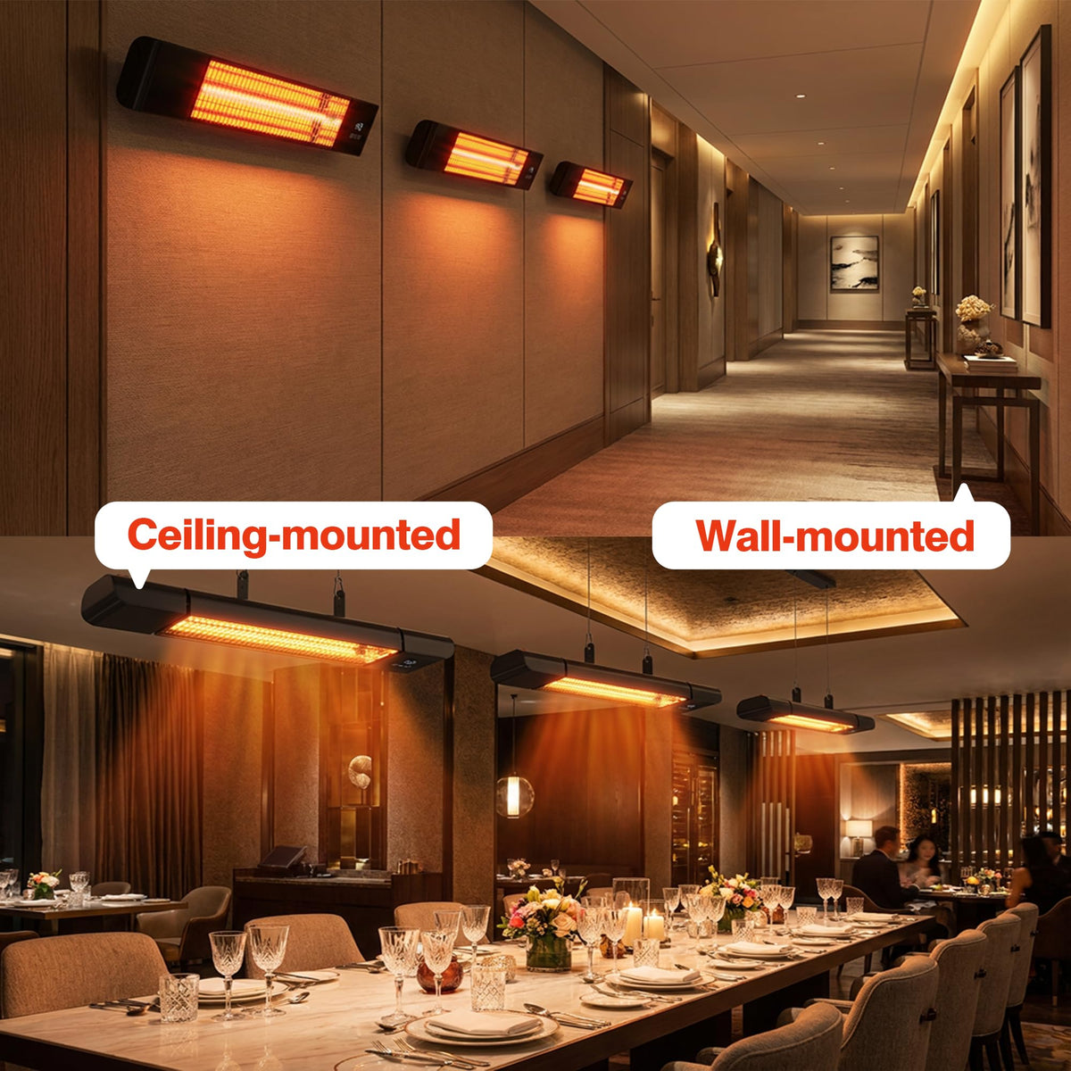 Infrared Electric Patio Heater,Outdoor Electric Patio Heater, Hanging Mounted and Ceiling Mounted Heater for Patio
