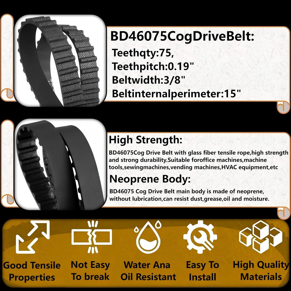 Cog Drive Belt BD4600 BD4601 BD4601G BD46075