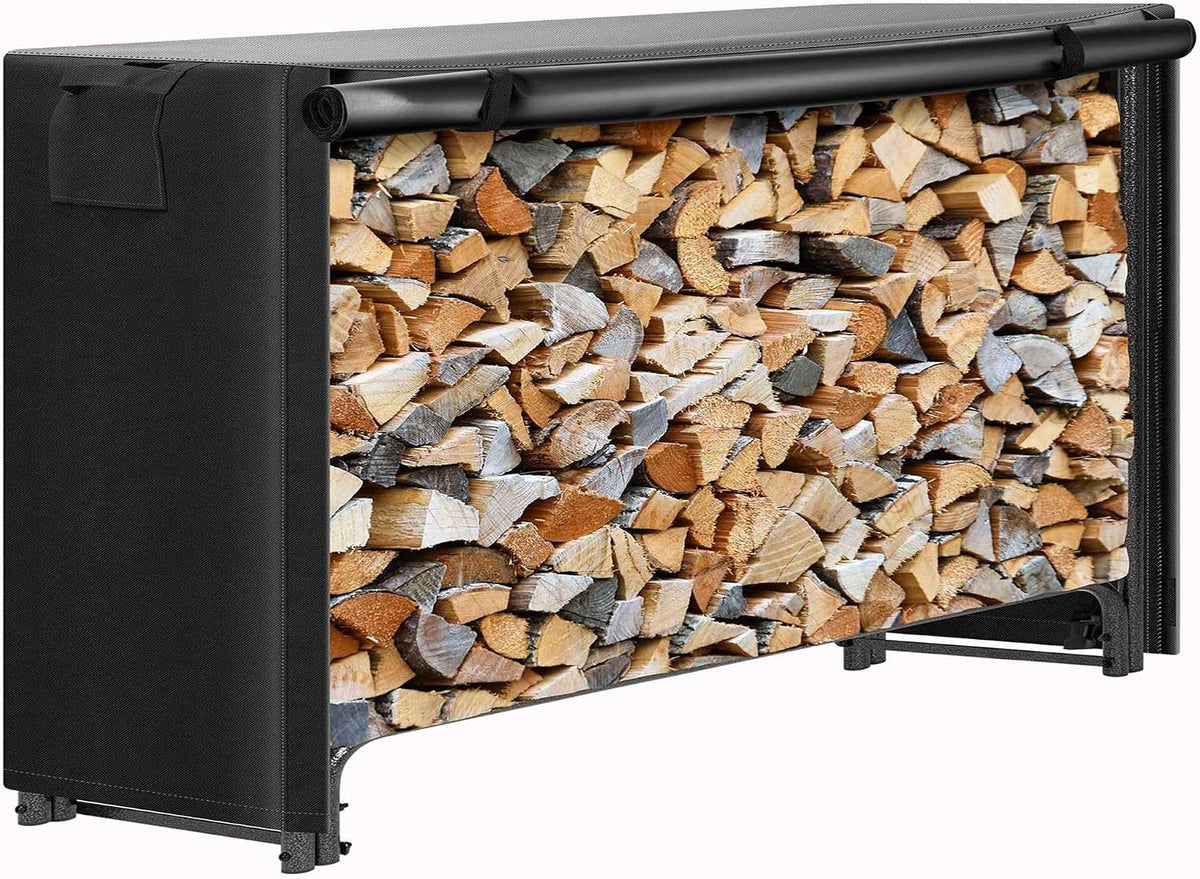 4/6/8/10/12ft Waterproof Log Rack Cover, Heavy Duty 600D Oxford Outdoor Firewood Storage Cover with Zipper and
