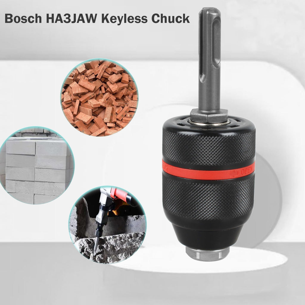 SDS-Plus Shank 3-Jaw 1/2 Inch Keyless Chuck Adapter for SDS Plus Hammers