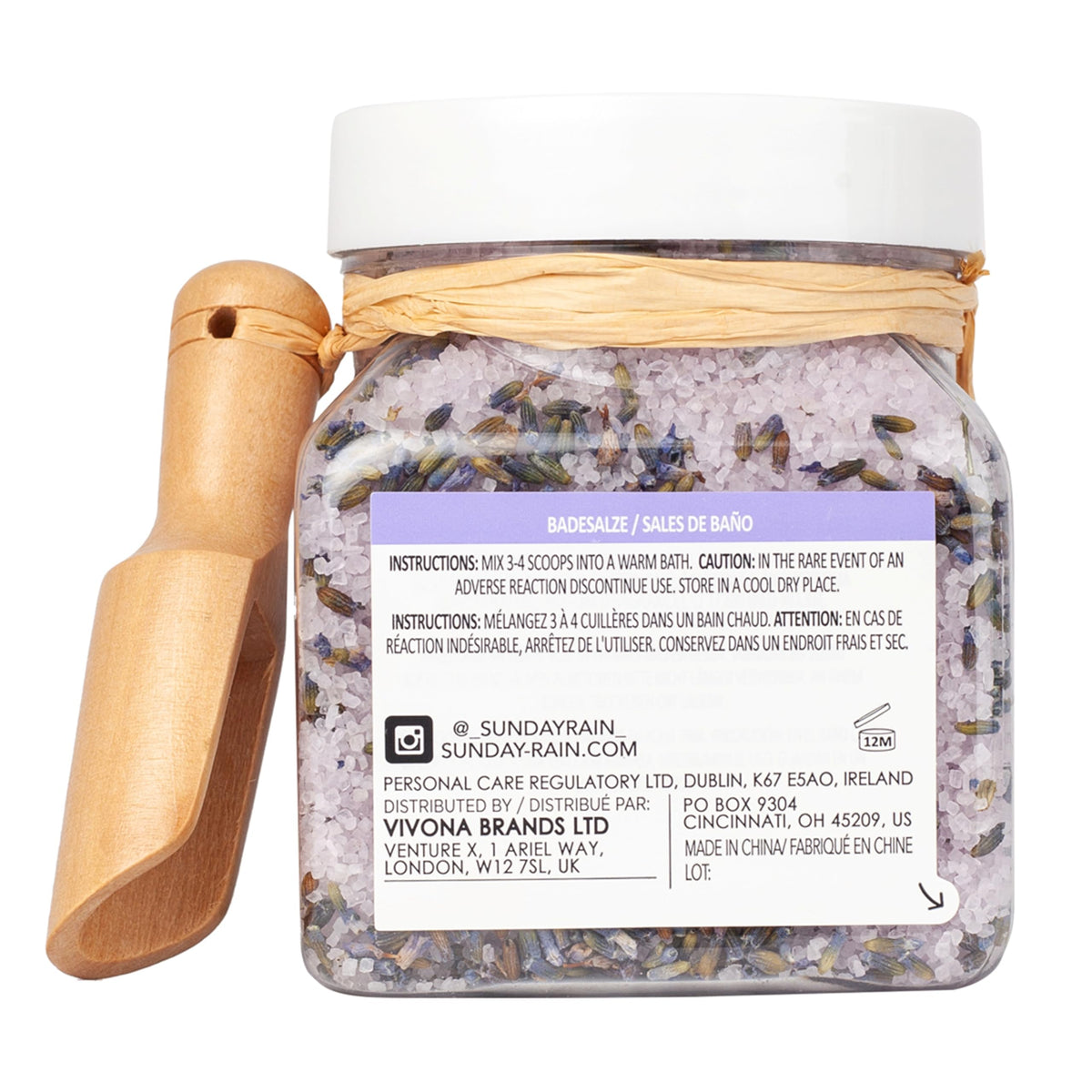 Sleep Easy Bath Crystals - Lavender and Cedarwood - Natural Bath Salts - with Lavender Oil - Includes Scooper - Vegan