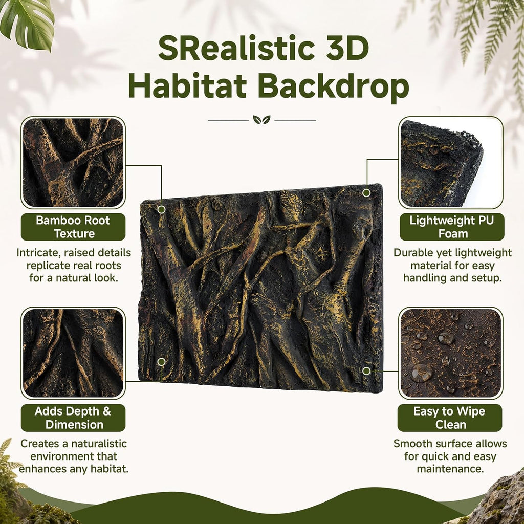 3D Reptile Tank Background 23.6x17.7 Bamboo Root Lizard Terrarium