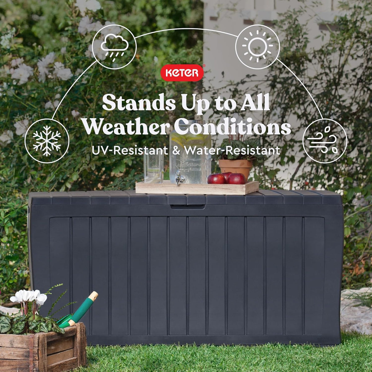 Marvel Plus 71 Gallon Resin Deck Box-Organization and Storage for Patio Storage Box Outdoor Cushions, Throw Pillows