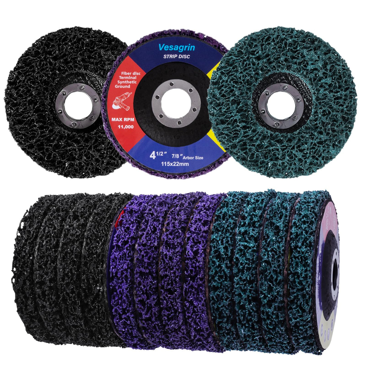 12 Pack 4.5 inch Strip Discs for Angle Grinder, Wire Stripping Wheel Paint Remover for Metal Surfaces, Abrasive Wheels Grinding Discs for Rust Welds Oxidation (4-1/2" x 7/8")