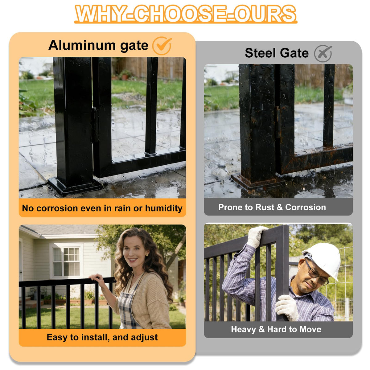 32.5" H Heavy-Duty Weatherproof Aluminum Outdoor Deck & Patio Safety Gate for Porch, Deck & Stairway Entry