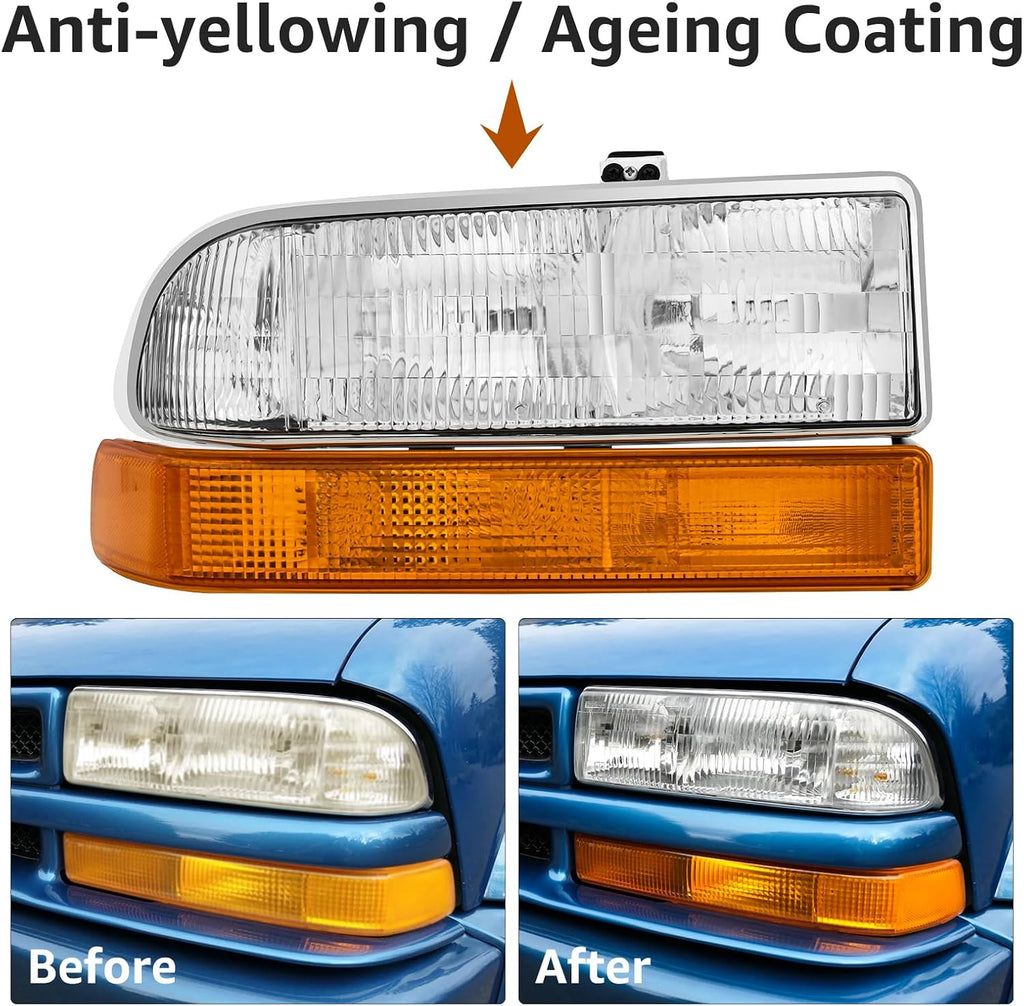 Headlights Assembly for 1998-2004 Chevy S10,1998-2005 Chevy Blazer